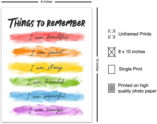 Vista 2 de Arte de pared de afirmaciones positivas – Arte de pared con citas inspiradoras – Regalo de aliento para mujeres, niñas, hija, mejor amiga, mejor
