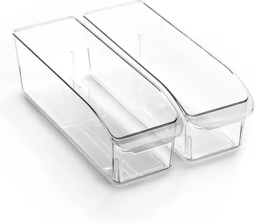Vista 10 de BINO Contenedores de almacenamiento de plástico, grandes THE CURVE COLLECTION Organizador multiusos para refrigerador/congelador Asa