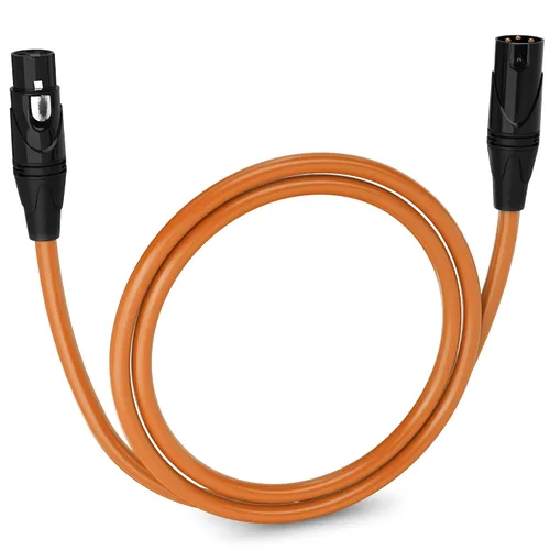 Vista 82 de LyxPro Cable de micrófono XLR hembra a macho de ángulo recto de 3 pines de 1.5 pies para altavoces amplificados, interfaz de audio, rendimiento