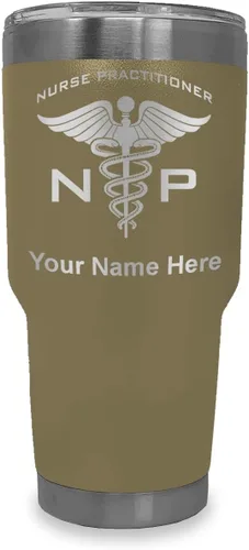 Vista 11 de LaserGram NP Nurse Practioner - Vaso aislado al vacío de 20 onzas, grabado personalizado incluido (negro)
