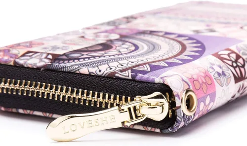 Vista 79 de Cartera de mano para mujer, estilo bohemio, con RFID, elegante, espaciosa con correa para viajes, capacidad para tarjetas, teléfono, dinero
