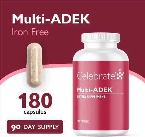 Vista 2 de Celebrate Vitamins Multi ADEK - Multivitamínico bariátrico sin hierro, cápsulas vegetales fáciles de tragar para pacientes con interruptor duodenal