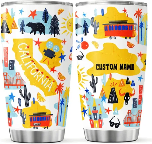 Vista 11 de CUBICER Vaso personalizado con aislamiento del estado de Alaska con tapa, nombre personalizado, regalos de Navidad para mujeres y adultos, vasos