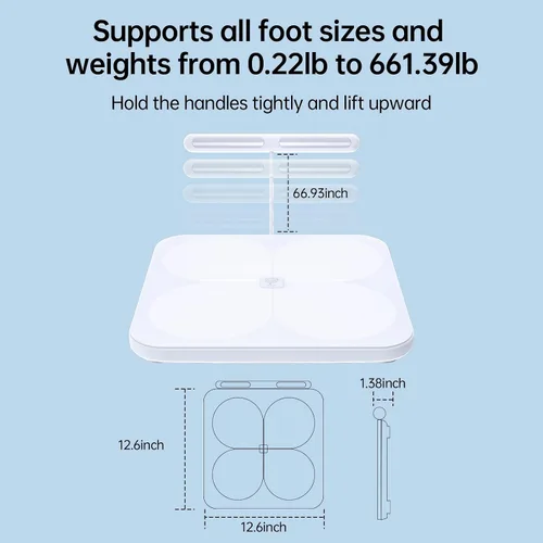 Vista 7 de Báscula inteligente para peso corporal, báscula digital de baño de 8 electrodos con IMC, grasa corporal, masa muscular, 28 mediciones de composición