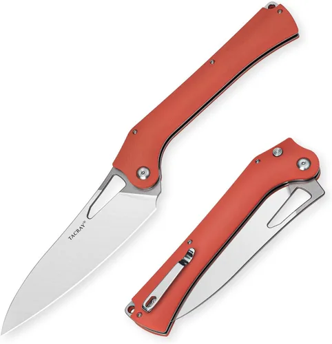Vista 8 de TACRAY Navaja de Cocina Plegable, Cuchillo de Chef de 4.4" Plegable para Acampada con Cuchilla de Acero Inoxidable 10cr15mov, Mango de G10