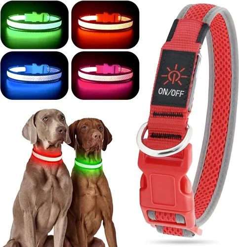 Vista 10 de YFbrite Collar LED para perro XS, ligero collar para gato, cómodo collar de cachorro iluminado, recargable por USB, luz de seguridad ajustable