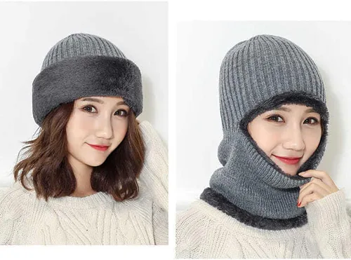 Vista 4 de Gorro de invierno cálido elástico suave con protección para las orejas, gorro de punto con forro polar para hombres y mujeres