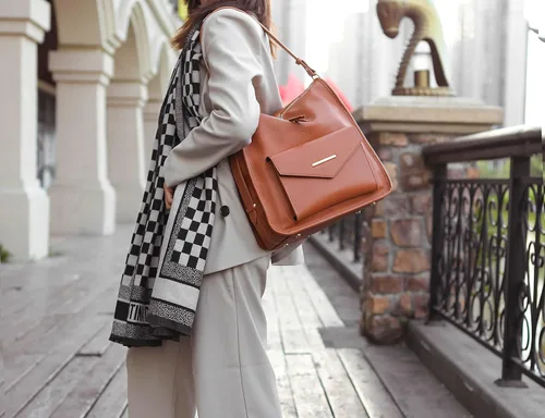 Vista 3 de MKF - Bolso Hobo de moda para mujer, de piel sintética, con asa superior, con correa para el hombro, para mujer