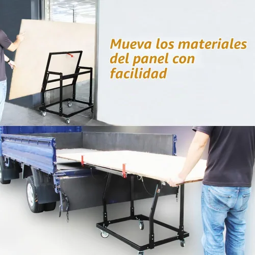 Vista 5 de O'SKOOL Carro de paneles de yeso, carro de manipulador de panel inclinable plegable con ruedas giratorias de goma, soporte de tienda para madera