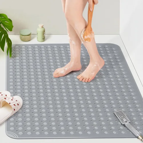Vista 15 de Yolife Tapete de ducha extra grande, 34.3 pulgadas de largo x 23.3 pulgadas de ancho, tapete de ducha antideslizante de elastómero termoplástico