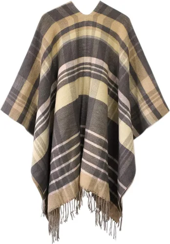 Vista 19 de Urban CoCo Poncho vintage de invierno para mujer, capa con borlas, chal envolvente