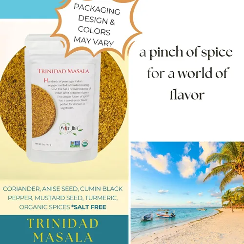 Vista 4 de Spice Hut - Trinidad Masala Orgánica, sin sal, mezcla de especias caribeñas para sabores auténticos/Condimento Trinidad y especias de curry - Masala