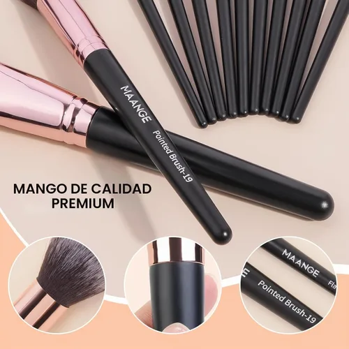 Vista 5 de Brochas de maquillaje, 20 piezas de brochas de maquillaje profesional, juego de brochas de maquillaje para base de sombra de ojos, brocha de rubor