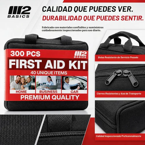 Vista 7 de M2 BASICS Kit de primeros auxilios de 300 piezas con bolsa duradera