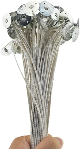 Vista 9 de HAHIYO 100 mecha de algodón natural de 4 pulgadas, mecha de algodón preencerada con lengüeta de soporte de metal para hacer velas de soja