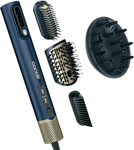 Vista 9 de Infiniti PRO CONAIR - Varita de secado de cabello 5 en 1, alisadora y estilizadora, secador de pelo digital todo en uno con motor iónico, incluye 4