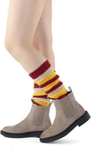 Vista 7 de GLENMEARL Paquete de 3 calcetines largos de punto a rayas cálidas para mujer, para otoño e invierno