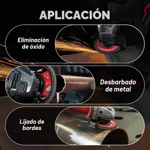 Vista 5 de EZARC Discos de aleta de óxido de aluminio grano 40, 4-1/2 x 7/8 pulgadas
