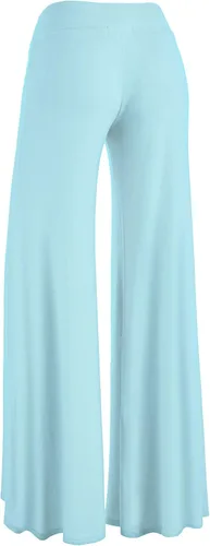 Vista 109 de Made By Johnny Pantalones palazzo elásticos de pierna ancha para mujer, lisos, casuales, cómodos