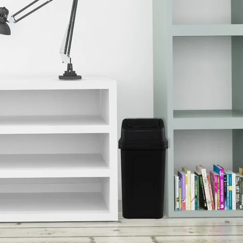 Vista 5 de Paquete de 4 cubos de basura pequeños de 7 L con tapa giratoria, cubo de basura de plástico negro