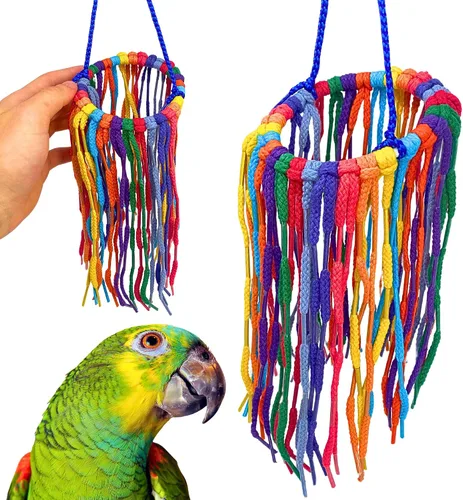 Vista 8 de Bonka Bird Toys 51214 Aglet Heaven - Cordón de algodón con Aglets de plástico y anillo de 2 pulgadas para periquitos, cacatúas, cuáqueros, Pionus