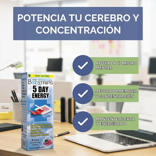 Vista 3 de Essential Source Tiras de energía B12 Metilcobalamina 2000mcg, 5 tiras