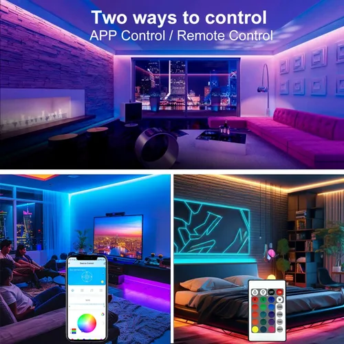Vista 8 de dalattin Luces LED para Dormitorio 110 Pies (1 Rollo), Tiras de Luces LED Inteligentes con Control de Aplicación y Control Remoto, Tiras de Luz LED
