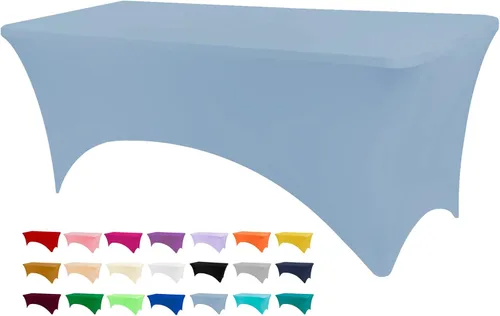 Vista 25 de BDDC - Funda de mesa ajustada de 4 pies, manteles de elastano negros, manteles elásticos lavables y resistentes a las arrugas para eventos, bodas