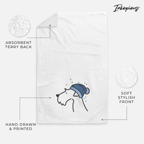 Vista 3 de Inkopious Gorro de invierno Airedale Terrier Toalla de mano decorativa - Decoración navideña para el hogar