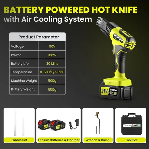 Vista 7 de Huanyu Cuchillo caliente inalámbrico 2 cuchillas 4 "+6" Set 3.0Ah batería