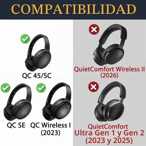 Vista 2 de SOULWIT Kit de repuesto para Bose QC45/QC35/QC SE - Negro