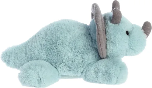 Vista 3 de Aurora® - Adorable Mini Flopsie™ triceratops de peluche - Animal de peluche, facilidad para jugar, compañero eterno - azul, 8 pulgadas