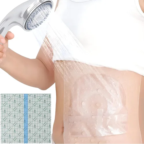 Vista 13 de Funda de ducha de ostomía impermeable de 6 x 6 pulgadas (paquete de 25), bolsa de ostomía, protector de ducha, protector de ducha de estomía