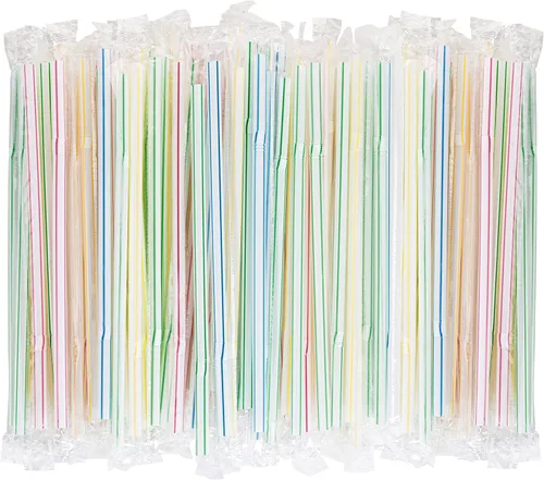 Vista 8 de Pajitas flexibles de plástico desechables sin BPA de 8 pulgadas de largo (paquete de 200 unidades, colorido)