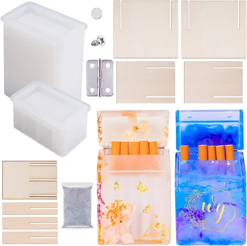 Vista 10 de NiArt Kit de molde de silicona de fundición de resina epoxi + lentejuelas láser verdes, tamaño pequeño, cenicero y posavasos con forma de hoja