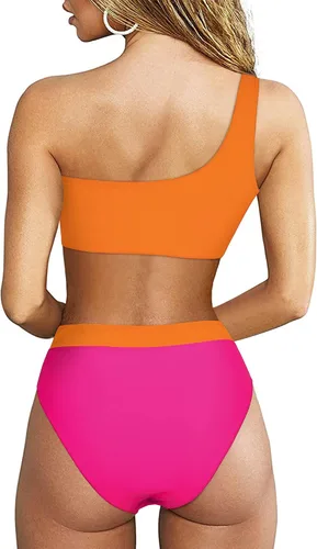 Vista 81 de MOOSLOVER Traje de baño de dos piezas con corte alto y cintura alta para mujer