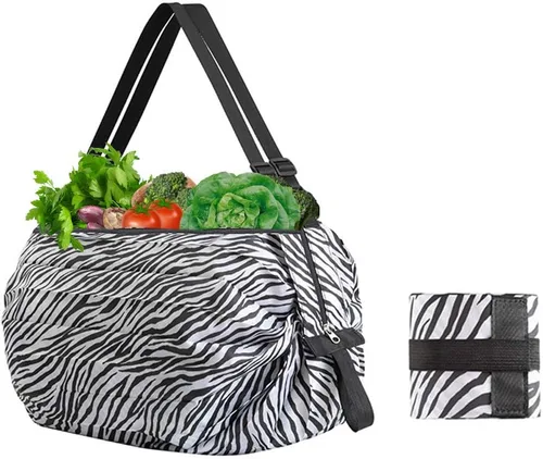 Vista 10 de Bolsas de comestibles reutilizables, bolsas de compras plegables, bolsa de gran capacidad para almacenamiento, impermeable, duradera, ecológica