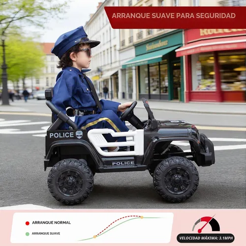 Vista 3 de TOBBI Coche de policía de 12 V con control remoto para que los niños