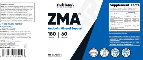 Vista 6 de Nutricost ZMA 180 Cápsulas (2 Botellas)