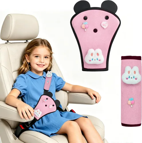 Vista 7 de Funda para Cojín de Cinturón de Seguridad para Niños, Lindas Fundas de Cinturón de Seguridad para Niños con Animales & Cojín Triangular para Niñas
