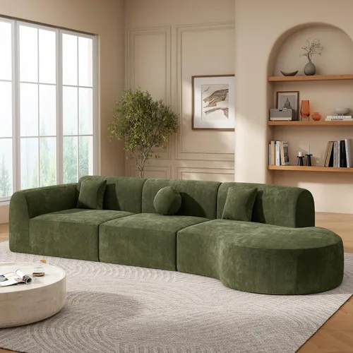 Vista 8 de Sofá Seccional Curvo de 106 pulgadas Sofá de Esponja con Chaise Lounge para Sala de Estar, Sofá Seccional Moderno en Forma de L, Sin Estructura