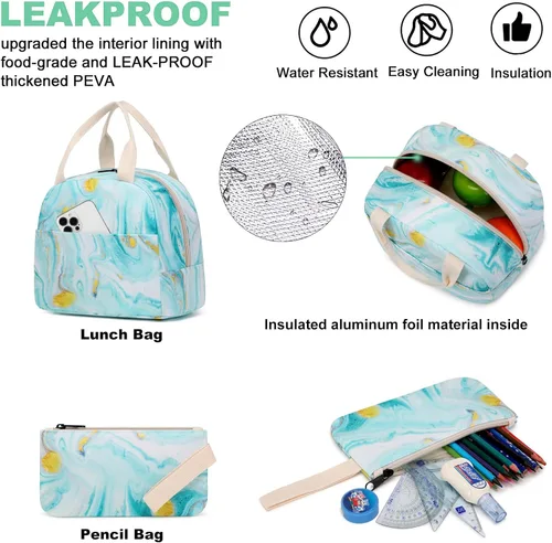 Vista 3 de Mochila infantil para niñas, adolescentes, bolsas escolares con bolsa de almuerzo, estuche para lápices