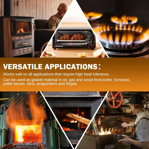 Vista 7 de Papel de junta de alta temperatura, material de junta de horno de fibra de cerámica, hoja de chimenea de aislamiento para estufa de pellets, estufa