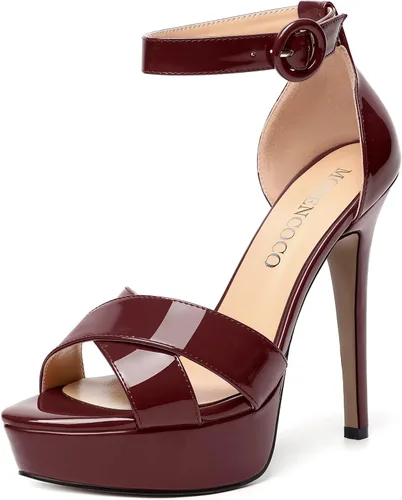 Vista 8 de MODENCOCO Sandalias de boda con correa de tobillo sexy para mujer, con plataforma y puntera abierta, tacón de aguja y tacón alto, zapatos de vestir