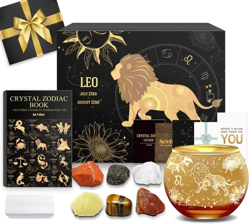 Vista 20 de Conjunto de regalo de cristales de Acuario, signos del zodiaco, piedras de nacimiento de cristales curativos con caja de horóscopo, cristales