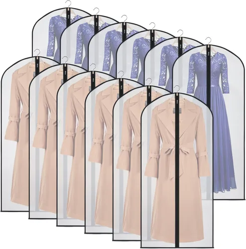 Vista 8 de Fundas para Hombros para Colgar Ropa (Juego de 10) Fundas Transpirables Antipolvo para Prendas Protectores de Ropa para Closet con Fuelle de 2