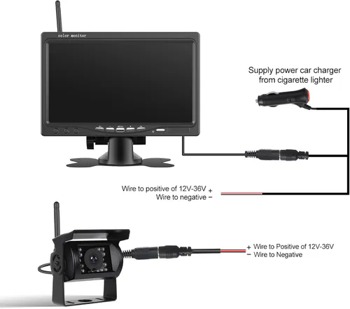 Vista 8 de CAMECHO Cámara de respaldo inalámbrica de 7 pulgadas para camión, monitor de cámara de visión trasera HD 1080P, cámara de visión nocturna de 18 LED