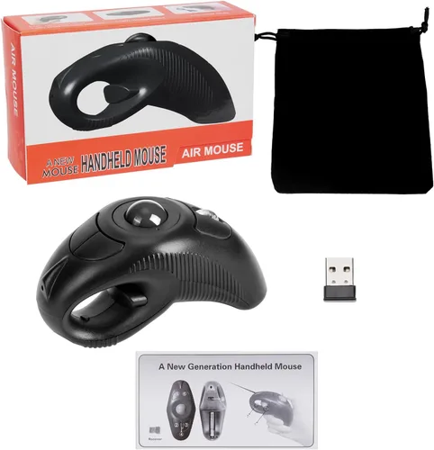 Vista 7 de welspo - Ratón inalámbrico USB de mano con puntero láser y bola de seguimiento (negro) Adecuado tanto para usuarios zurdos como diestros, interfaz