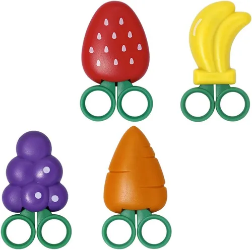 Vista 8 de Tijera de frutas en forma de fresa de seguridad de tijera de acero inoxidable para manualidades, bordado de punto de cruz, trabajo de arte