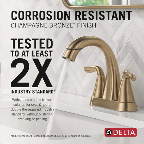 Vista 4 de Delta Arvo - Grifo central de baño extraíble, grifo dorado para lavabo de baño, grifo de baño con rociador extraíble, grifo de baño de 3 agujeros